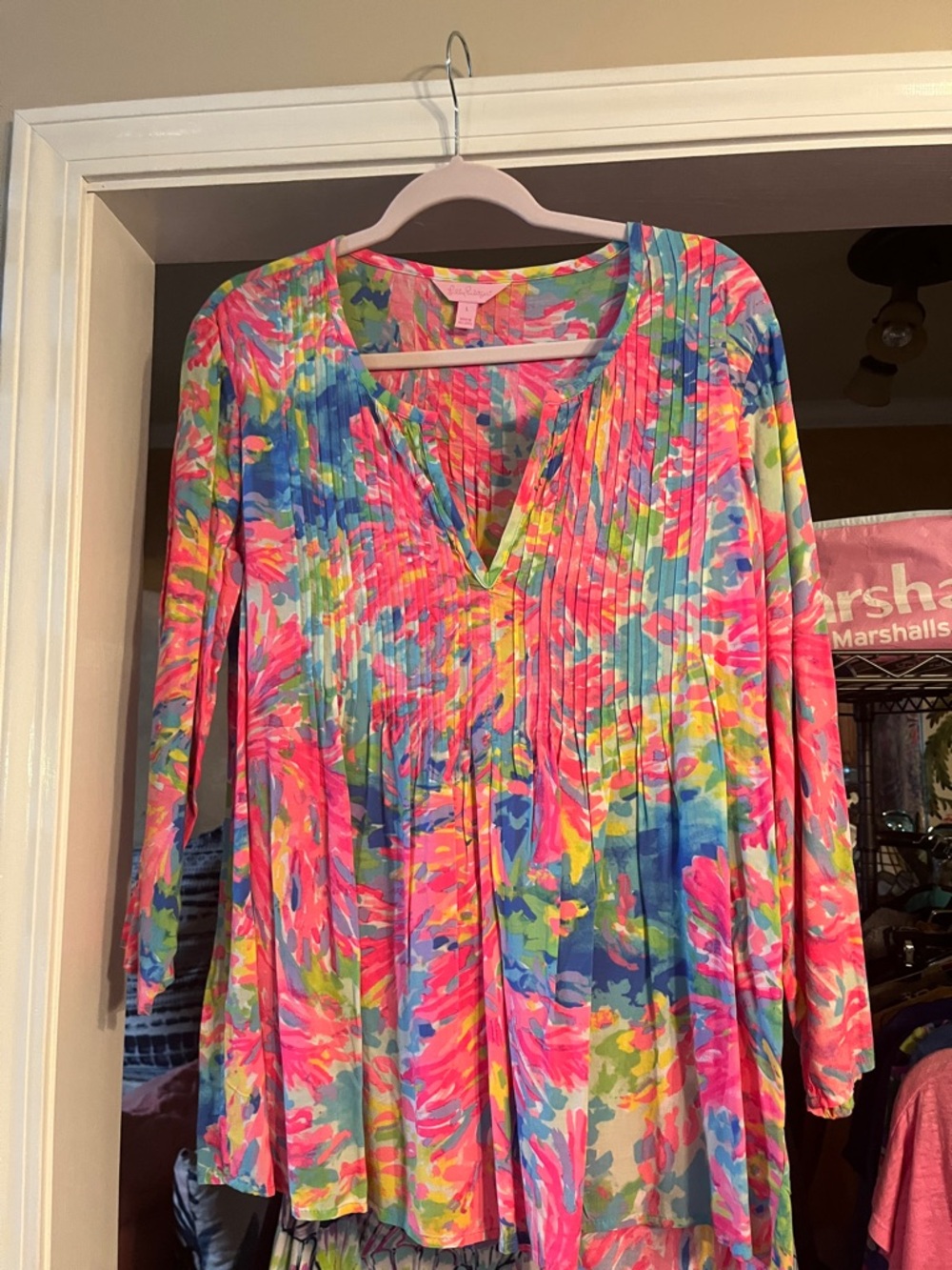 Vibrant Multicolor Floral Pintuck Women's Top